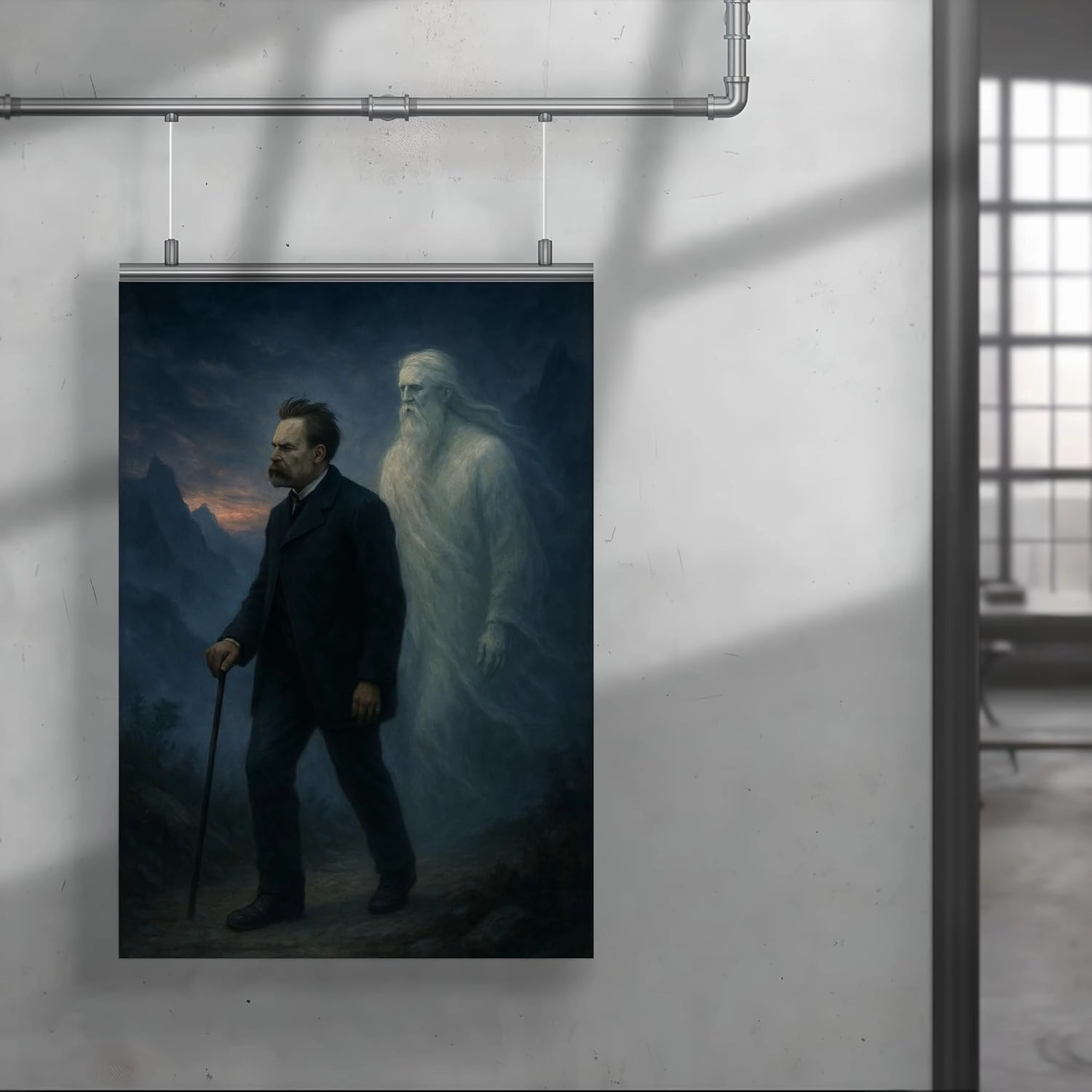 Friedrich Nietzsche and Zarathustra Misty Mountain Path Symbolist Art Poster Print Twilight Wall Decor - 18x24 inches