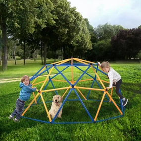 Fun and Durable Outdoor Dome Climber for Kids, Monkey Bars Jungle Gym, Blue & Yellow, Ages 3-10