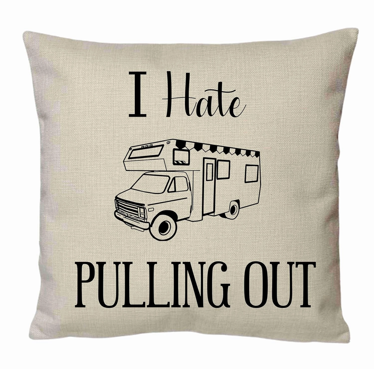 Funny Campsite Decorative Throw Pillow Cover, I Hate Pulling Out camper Pillow Case, USA tracking Map Pillow Sham, personalized Custom Travel Gift, Class C motorhome
