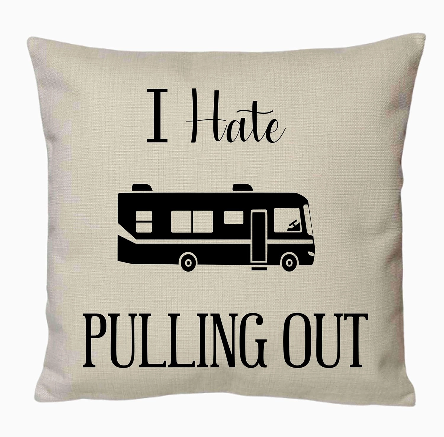 Funny Campsite Decorative Throw Pillow Cover, I Hate Pulling Out camper Pillow Case, USA tracking Map Pillow Sham, personalized Custom Travel Gift, RV motorhome trailer
