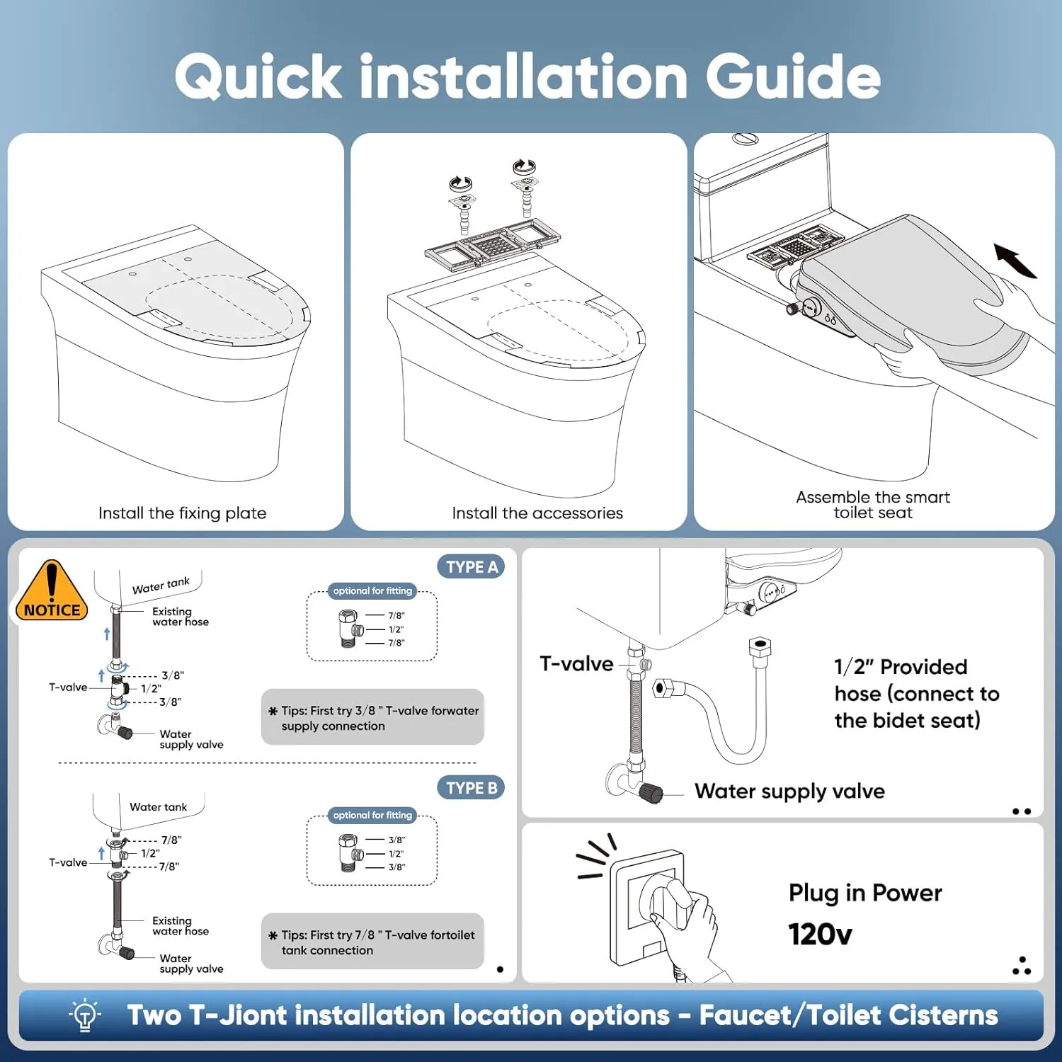 FVZ Bidet Toilet Seat Elongated Smart Heated Toilet Seat with Warm Water & Dryer, Feminine & Child Wash, Self-Clean Stainless Steel Nozzle, Adjustable Water Pressure, Slow Close Lid