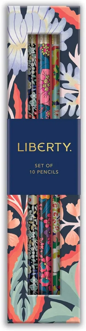 Galison Liberty London Floral Pencil Set – Includes 10 Standard #2 Wooden Pencils with Erasers, Includes Reusable Box, Stylish Writing Pencils Featuring Stunning Designs, Makes a Great Gift