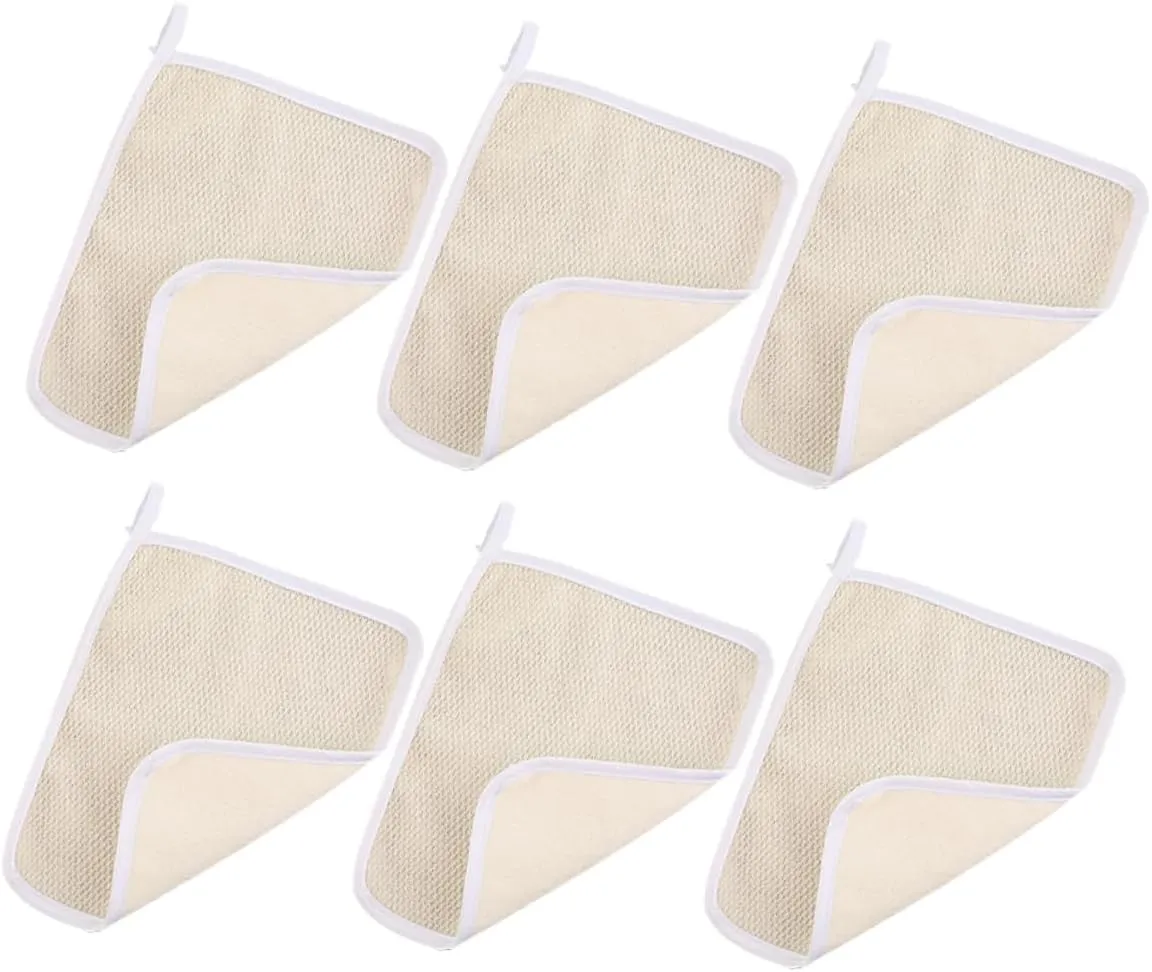 GALPADA 6pcs Exfoliating Wash Cloths Quick Dry Scrub Bath Towels for Daily Skin Care Soft Loop Design for Gentle Exfoliation and Smooth Skin Beige