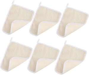 GALPADA 6pcs Exfoliating Wash Cloths Quick Dry Scrub Bath Towels for Daily Skin Care Soft Loop Design for Gentle Exfoliation and Smooth Skin Beige