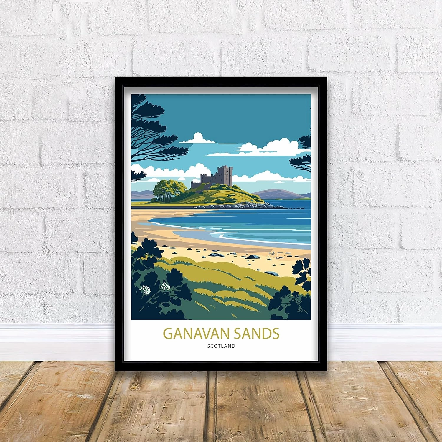 Ganavan Sands Dunstaffnage Travel Print Poster Wall Art Ganavan Sands Ganavan Sands Print Oban Print Oban Poster
