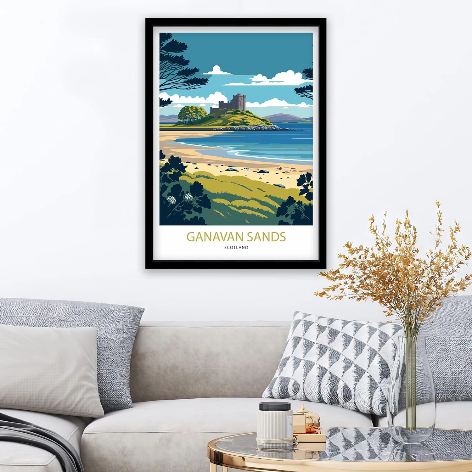 Ganavan Sands Dunstaffnage Travel Print Poster Wall Art Ganavan Sands Ganavan Sands Print Oban Print Oban Poster