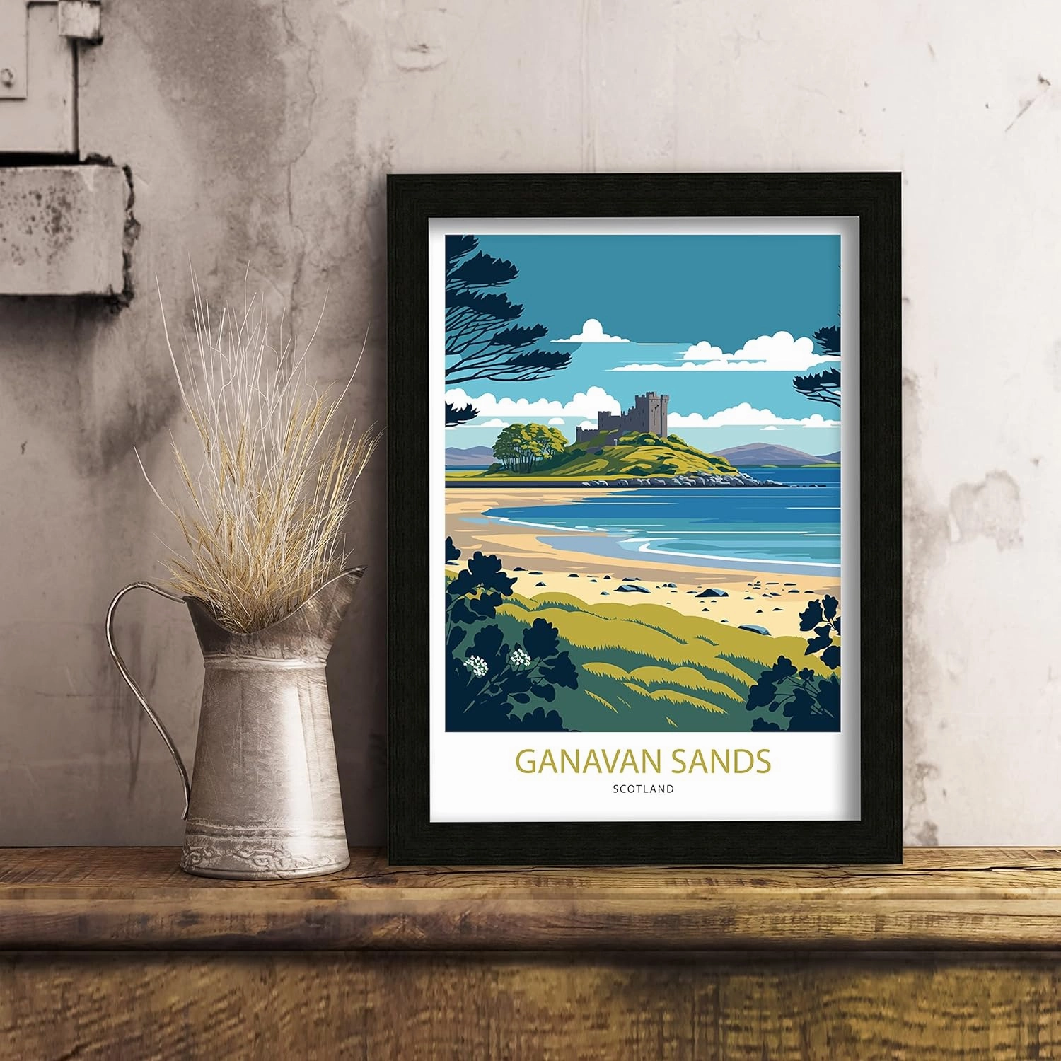 Ganavan Sands Dunstaffnage Travel Print Poster Wall Art Ganavan Sands Ganavan Sands Print Oban Print Oban Poster