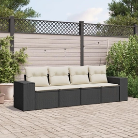 Garden Sofa Set Black Cream White | Outdoor Patio Furniture Set for Balcony, Chairs, Rattan, and Garden Conversation - Clearance Piece