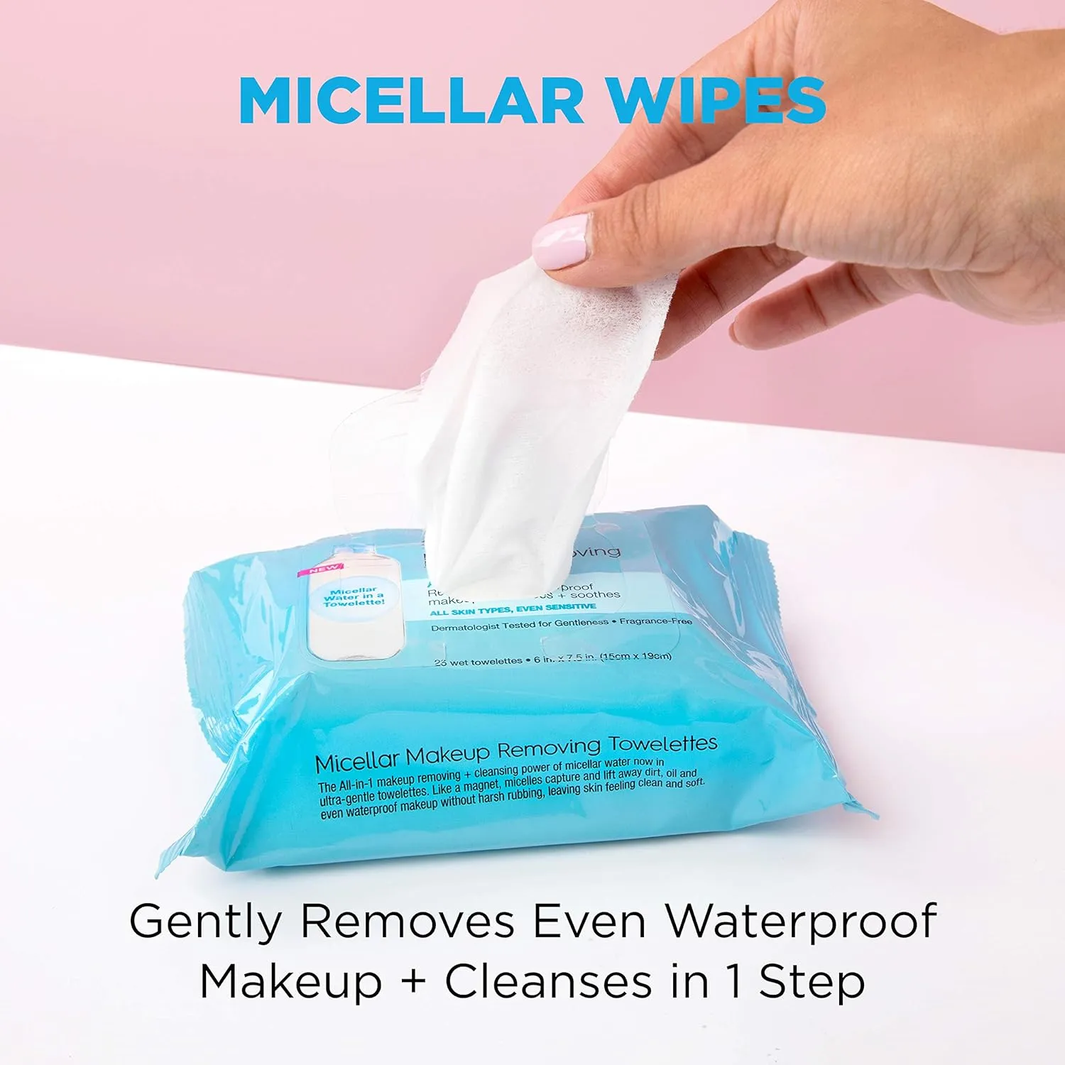 Garnier Micellar Facial Cleanser & Makeup Remover Wipes for Waterproof Makeup (25 Wipes), 2 Count (Packaging May Vary)