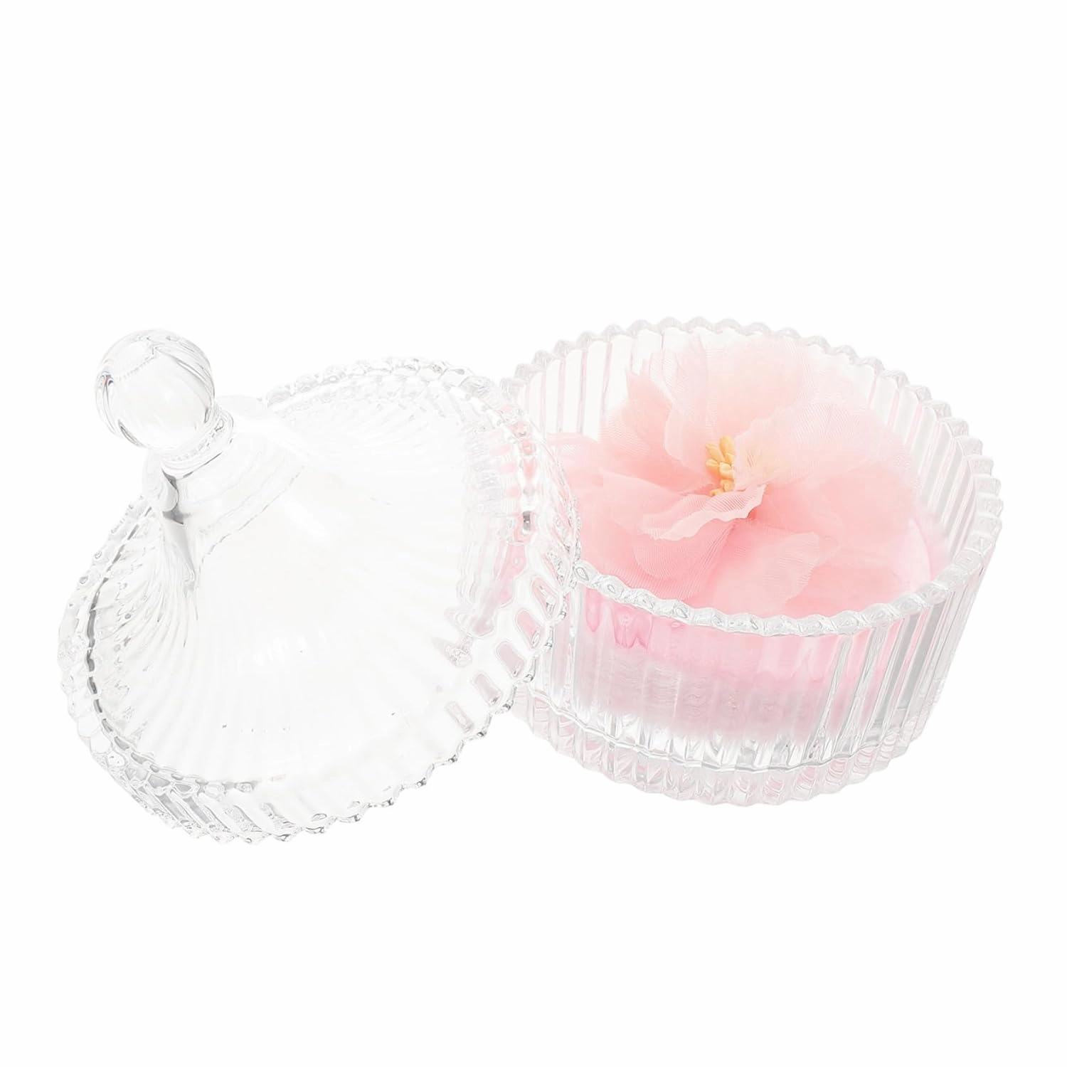 Gatuida 1 Set Soft Velvet Makeup Puff with Decorative Jar Dual Sided Powder Applicator for Body Powder Gentle Touch for Delicate Skin Convenient Storage Stylish Glass Container