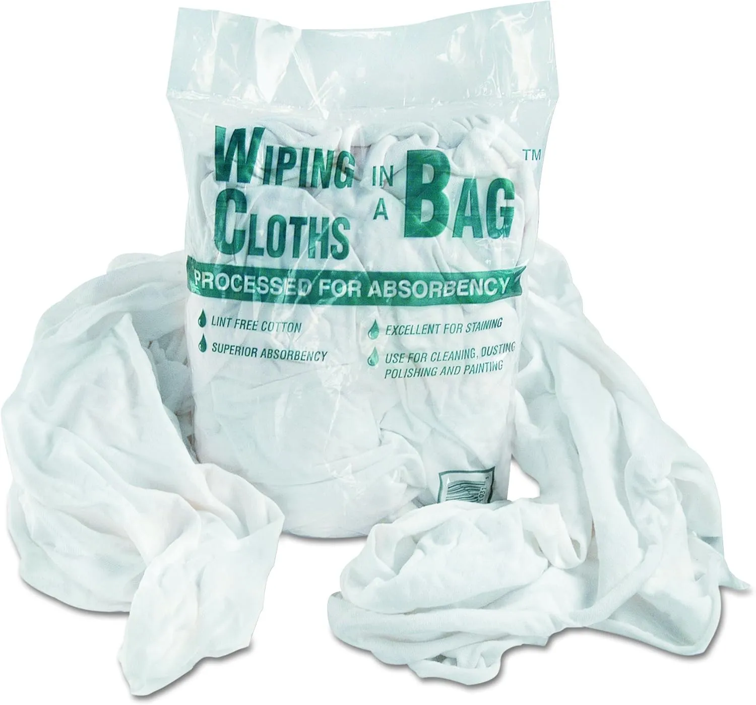General Supply N250CW01 Bag-A-Rags Reusable Wiping Cloths, Cotton, White, 1lb Pack