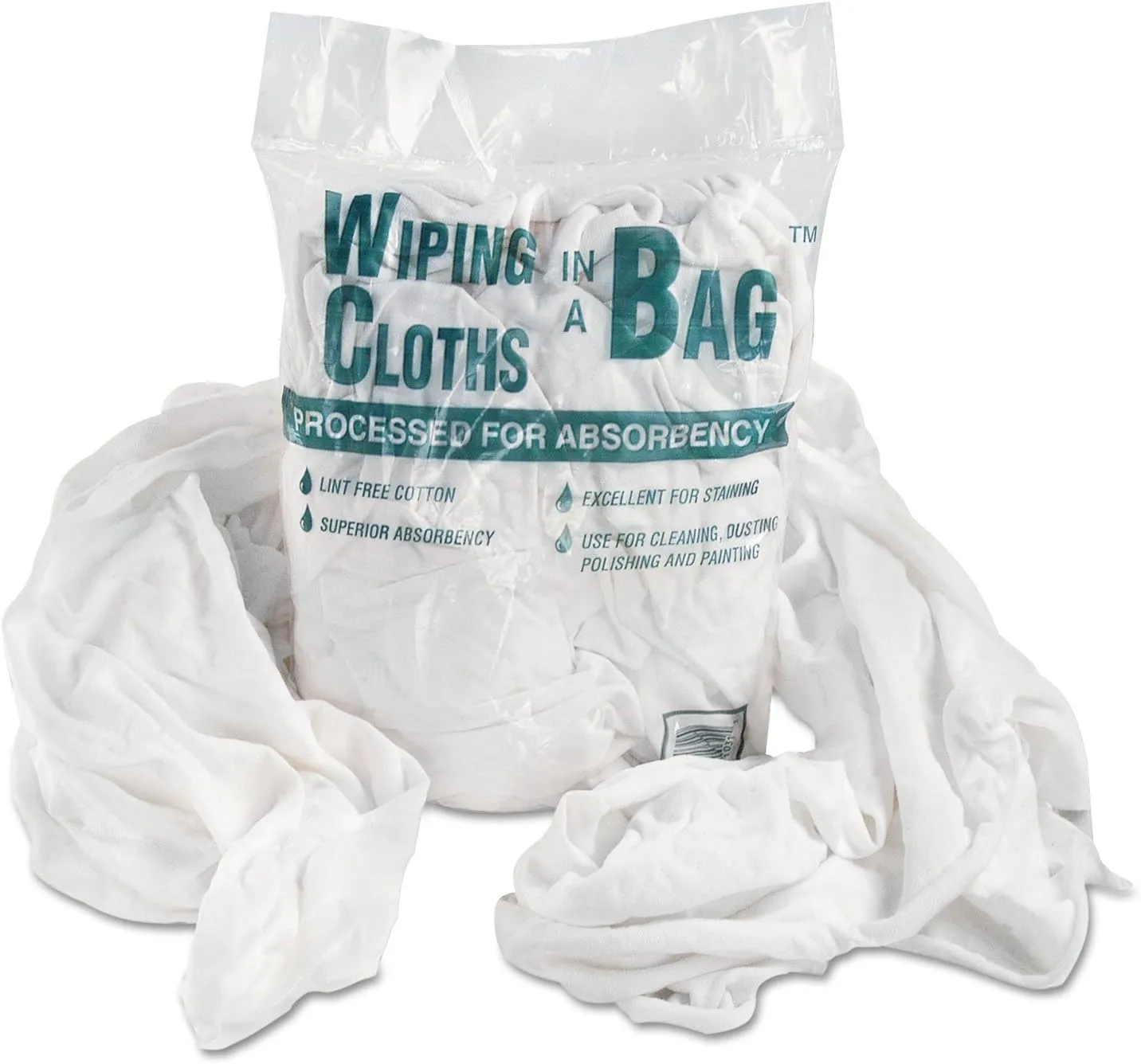 General Supply N250CW01 Bag-A-Rags Reusable Wiping Cloths, Cotton, White, 1lb Pack