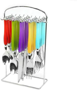 Gibson Home 105913.20 Santoro 20 Piece Set Plastic Handle Flatware on Hanging Rack, Multicolor