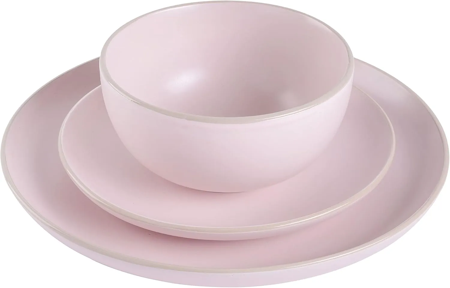 Gibson Home Rockaway Round Stoneware Dinnerware Set, Service for 4 (12pcs), Pink