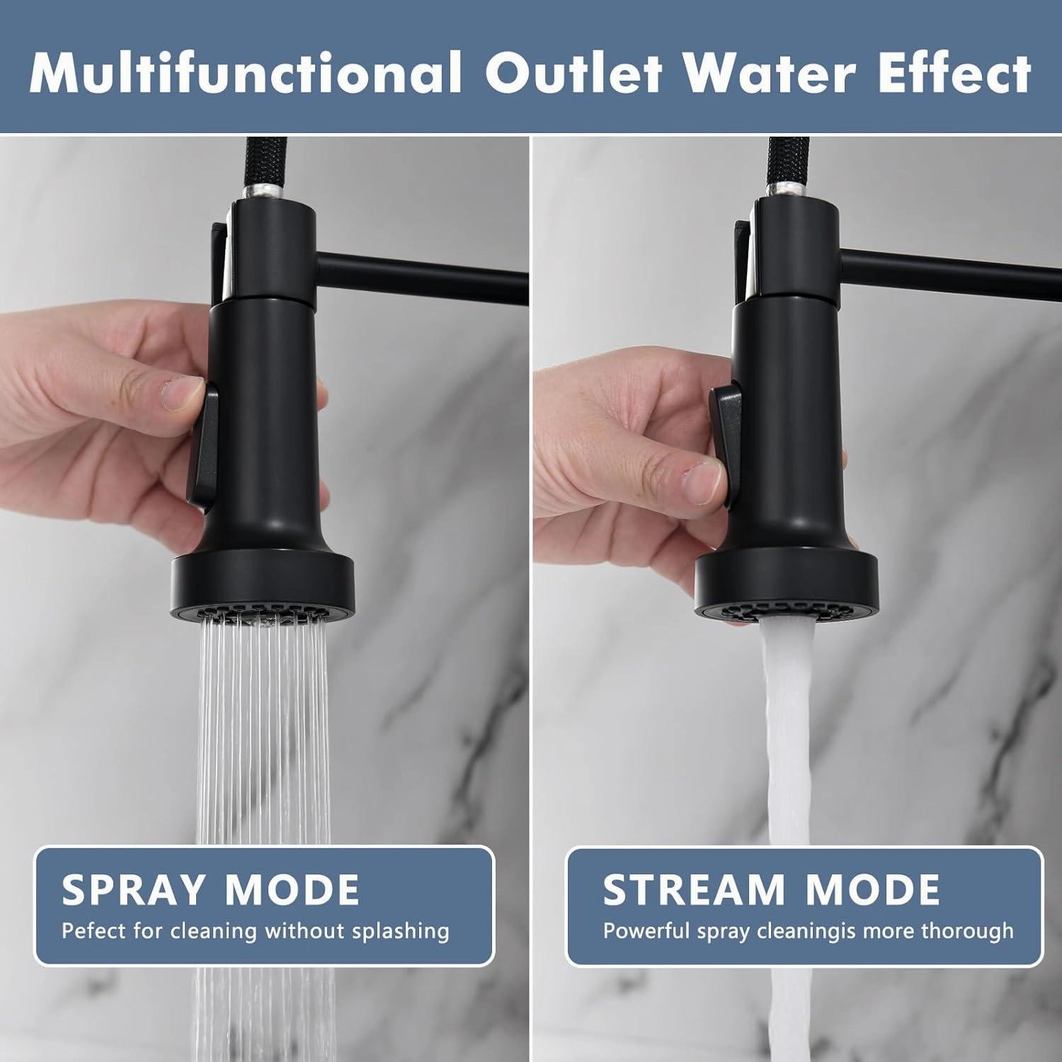 GIMILI Kitchen Faucet with Pull Down Sprayer Single Hole Stainless Steel Sink Faucet, Suitable for Farmhouses, RV, Laundry Room, Outdoor, and Campers. Llave para fregadero de cocina Black and Nickel