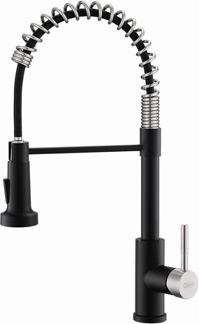 GIMILI Kitchen Faucet with Pull Down Sprayer Single Hole Stainless Steel Sink Faucet, Suitable for Farmhouses, RV, Laundry Room, Outdoor, and Campers. Llave para fregadero de cocina Black and Nickel