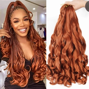 Ginger French Curl Braiding Hair 24 Inch Soft Ginger Braiding Hair Pre Stretched Loose Wave Bouncy 100g/pack Yaki Crochet Hair for Black Women Hair Extensions for Braids (#350)