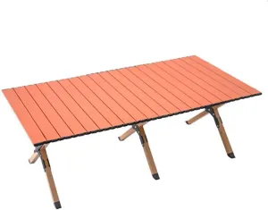 GIZNXBA Camping Table Rectangle with Carry Bag, Adjustable Height Portable Table for Outdoor, Camping, Picnic, Beach, Aluminum Picnic Roll-up Table for 4-6 Person (Color : /Orange)