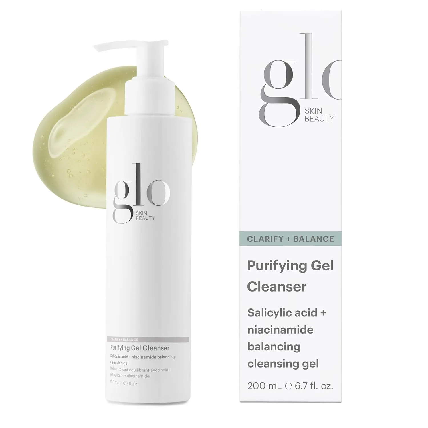 Glo Skin Beauty Purifying Gel Cleanser - Salicylic Acid   Niacinamide Face Wash Balances Skin, Targets Clogged Pores, Excess Oil & Breakouts - Gently Exfoliates & Minimizes Appearance of Fine Lines