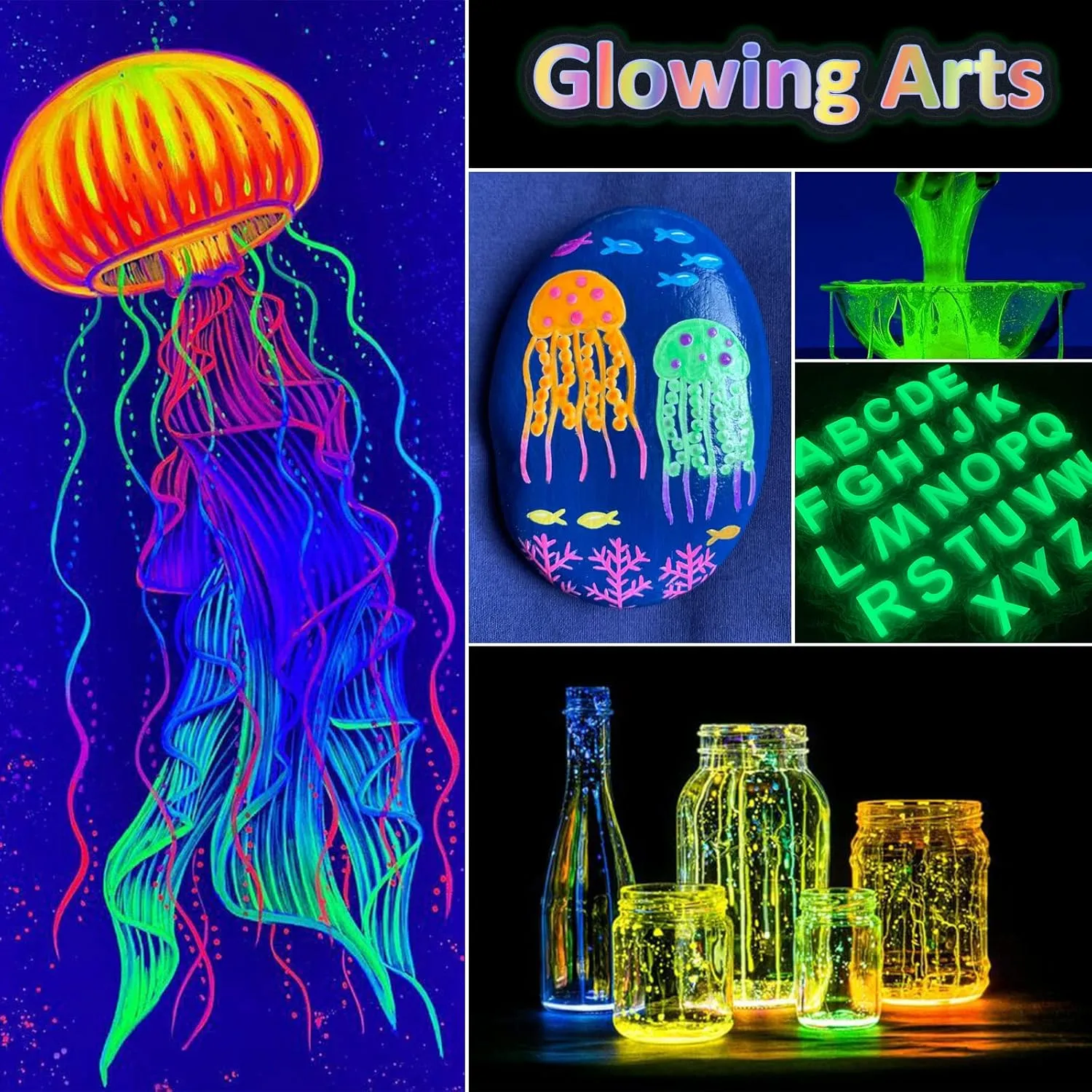 Glow in The Dark Powder,Luminous mica Pigment Powder for Epoxy Resin, glo Fluorescent Dye for Art Painting,Nail Polish,Acrylic Paint,DIY Crafts,Rocks,Slime and Theme Party,neon Color