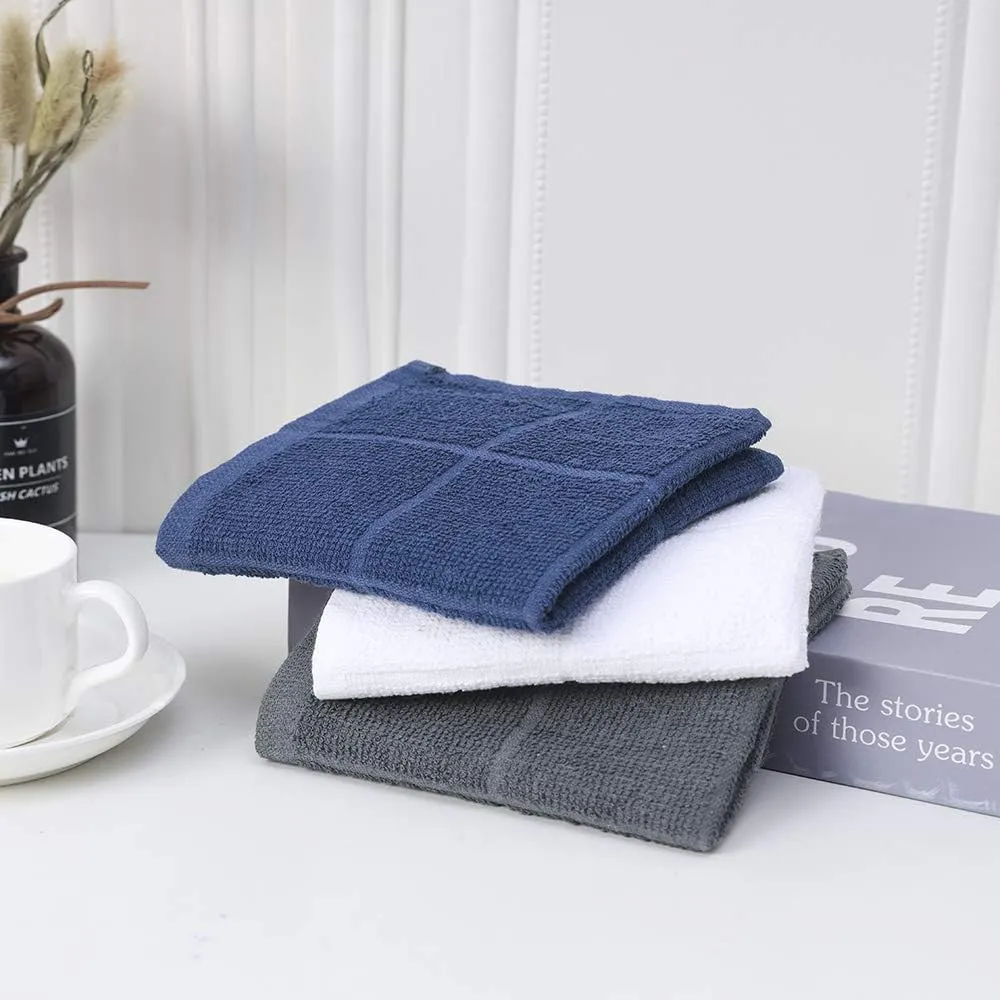 Glynniss Kitchen Dish Cloths Highly Absorbent Dish Rags 100% Cotton Wash Cloths for Washing Dishes (Blue, 24)