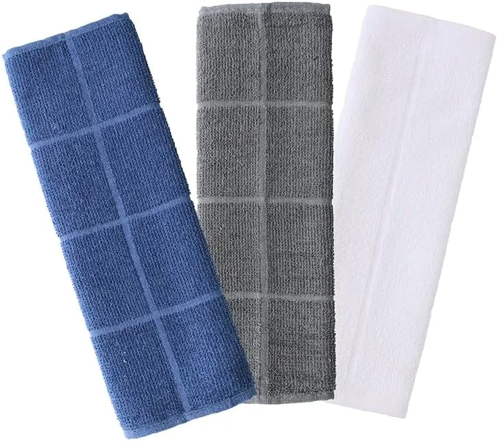 Glynniss Kitchen Dish Cloths Highly Absorbent Dish Rags 100% Cotton Wash Cloths for Washing Dishes (Blue, 24)