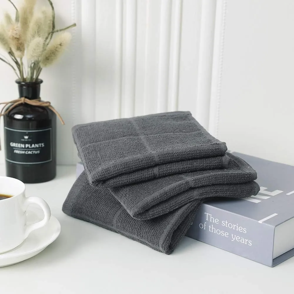 Glynniss Kitchen Dish Cloths Highly Absorbent Dish Rags 100% Cotton Wash Cloths for Washing Dishes (Grey, 24)