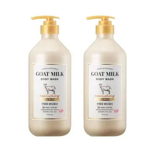 Goat Milk Body Wash with Manuka Honey, Moisturizing pH-Balancing Body Cleanser, 27 fl oz, 2 Pack
