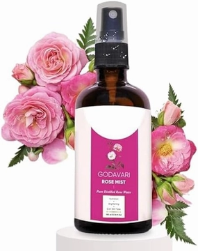 Goda-vari Rose Mist Face Toner, Pure Rose Water, for Hydration and Brightening, 100 ml