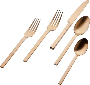 Godinger Flatware Set Copper Matte Cutlery - Atlas, 20 Piece Set