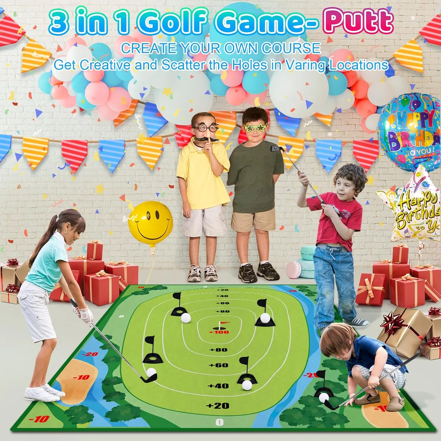 Golf Chipping Game - Upgrade Indoor Velcro Golf Chipping, Perfect Outdoor Games for Kids Golf Game & Practice（Green）