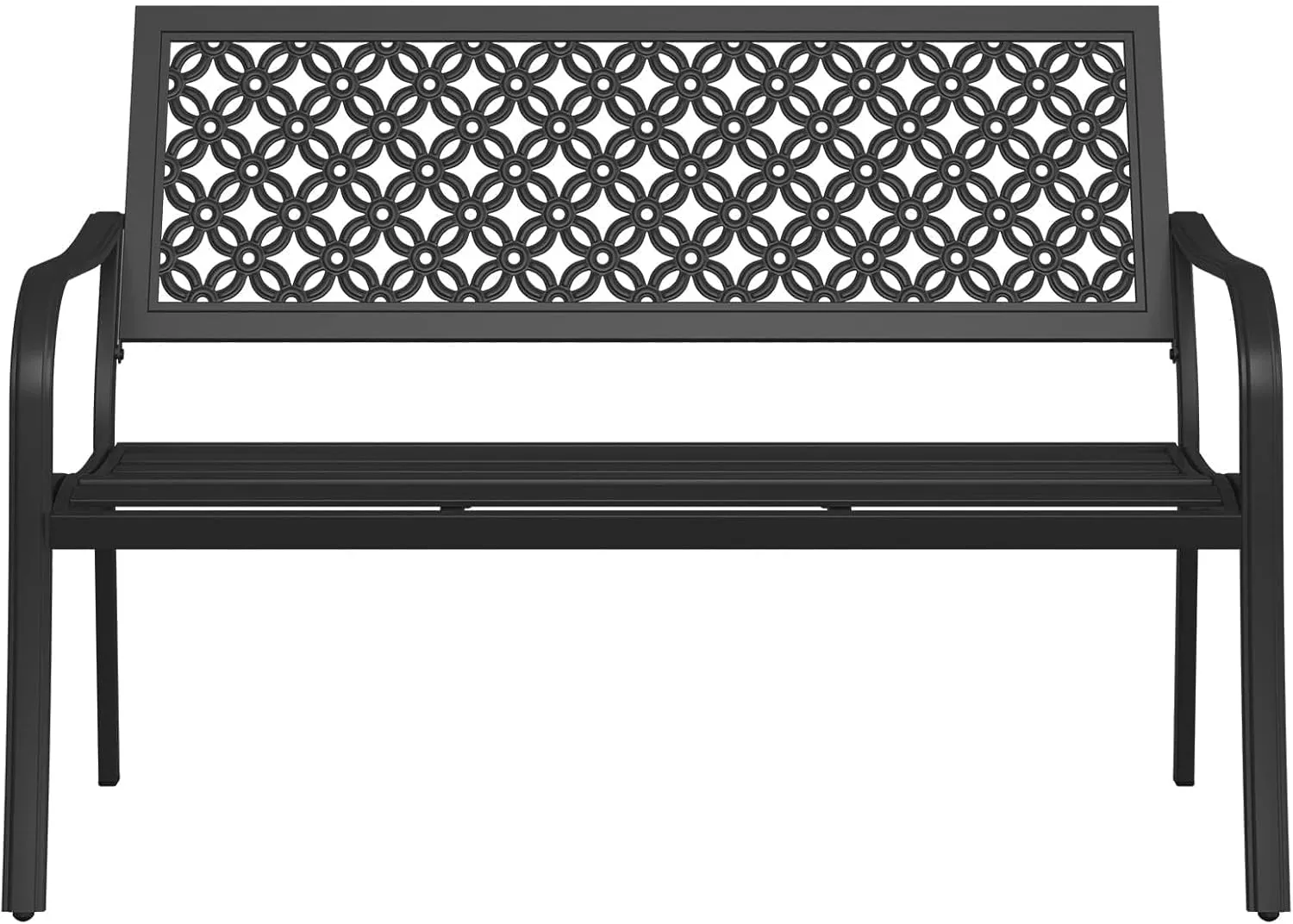 Grand patio Outdoor Bench, Garden Benches with Anti-Rust Metal Powder Coated Frame, Patio Bench for Front Porch Park Outside Furniture Decor, Black