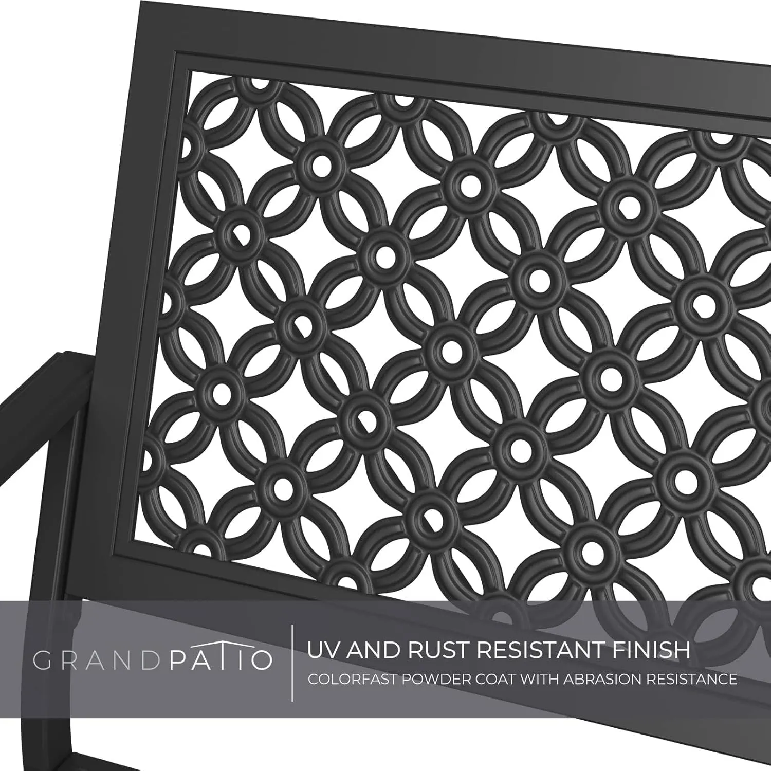 Grand patio Outdoor Bench, Garden Benches with Anti-Rust Metal Powder Coated Frame, Patio Bench for Front Porch Park Outside Furniture Decor, Black