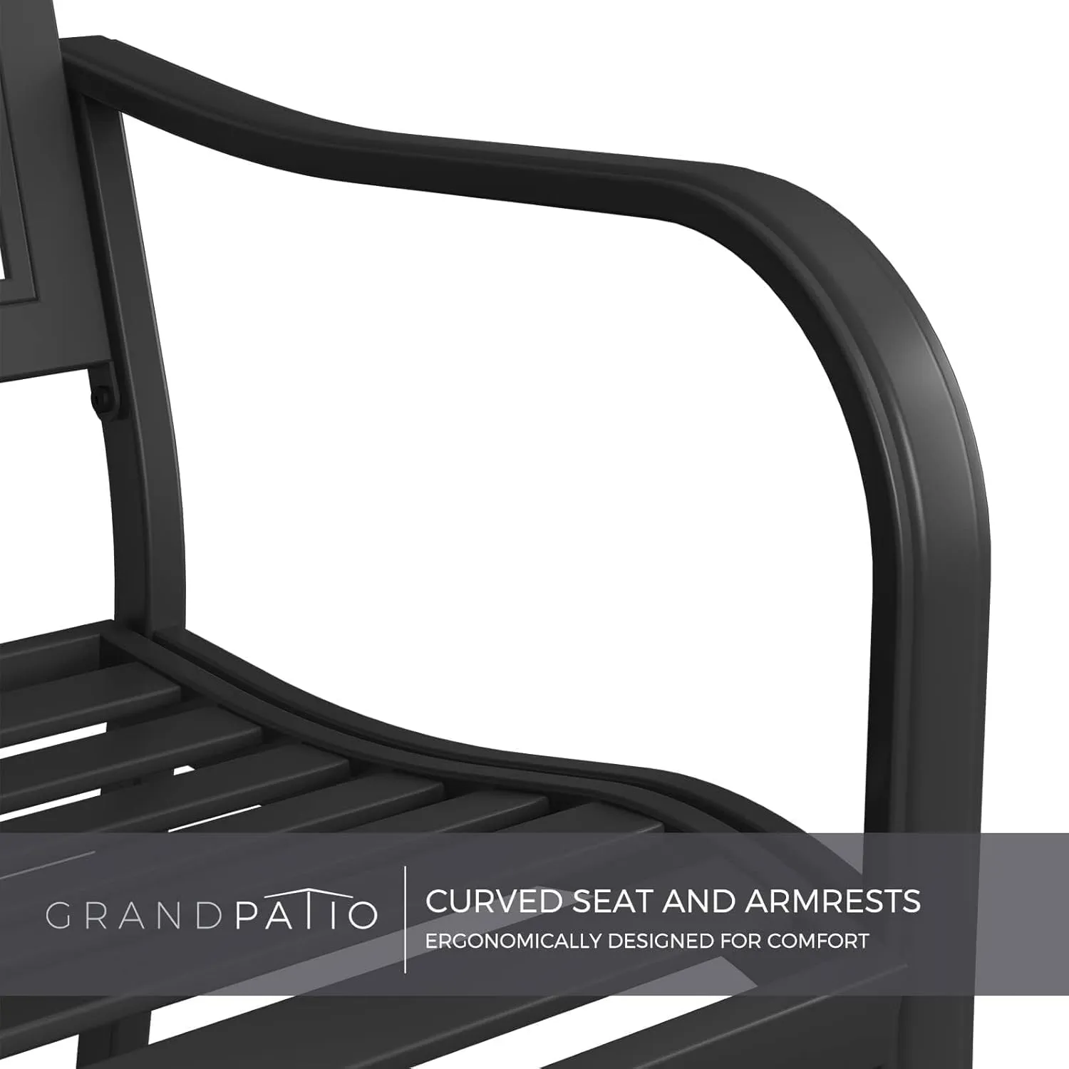 Grand patio Outdoor Bench, Garden Benches with Anti-Rust Metal Powder Coated Frame, Patio Bench for Front Porch Park Outside Furniture Decor, Black