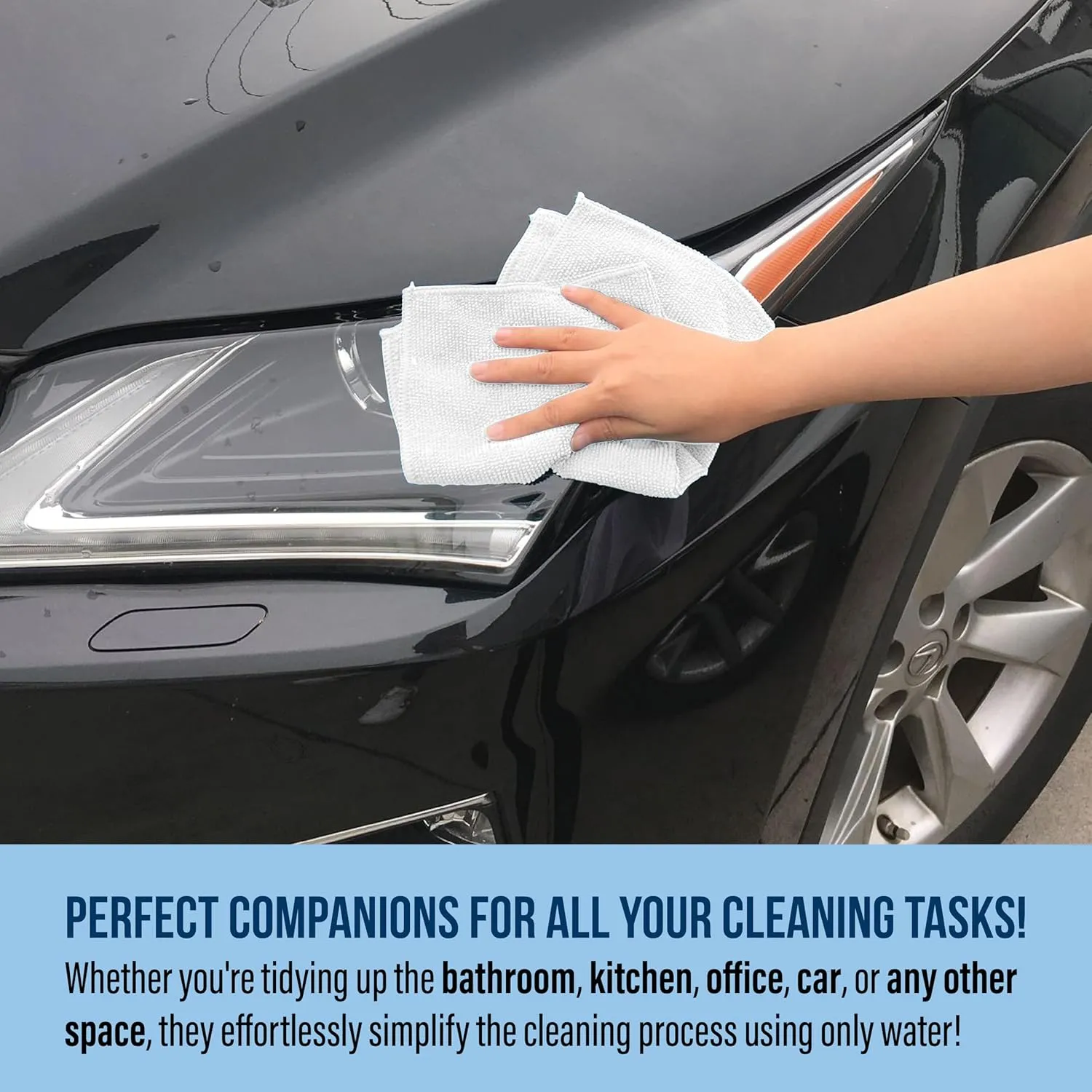 Green Lifestyle Microfiber Cleaning Cloth 150 Pack, Borderless Microfiber Towels Cleaning, Rags for Cleaning, Car Microfiber Towel, Drying Towels for Сars, Car Wash Towels (11.5" x 11.5", White)