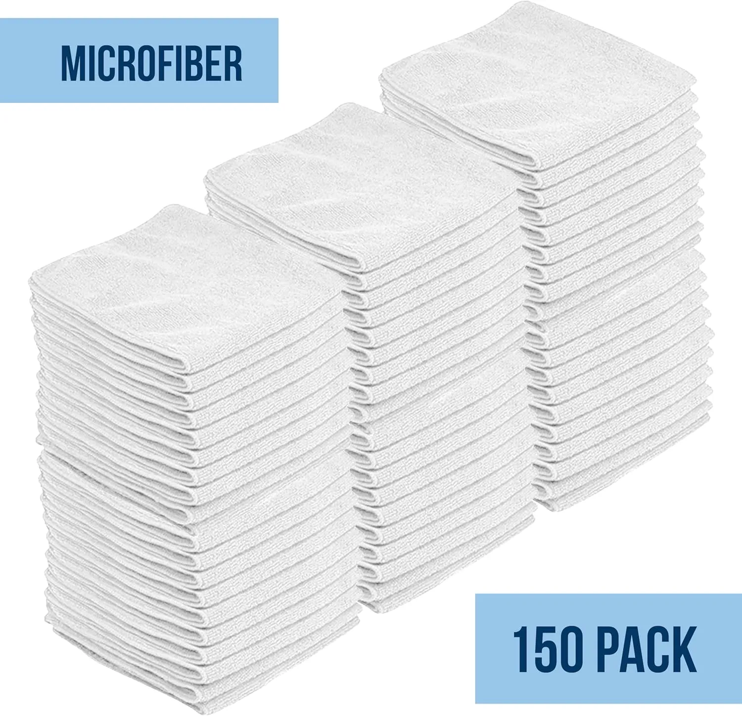 Green Lifestyle Microfiber Cleaning Cloth 150 Pack, Borderless Microfiber Towels Cleaning, Rags for Cleaning, Car Microfiber Towel, Drying Towels for Сars, Car Wash Towels (11.5" x 11.5", White)