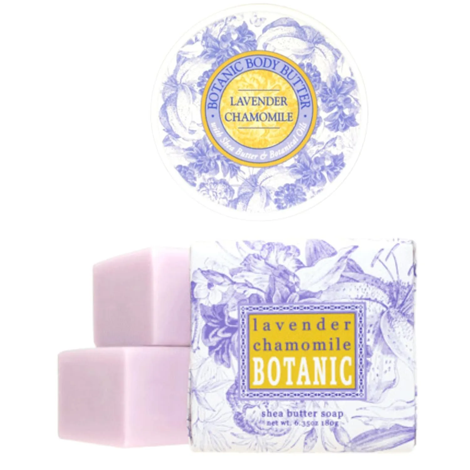 Greenwich Bay Lavender & Chamomile Spa Gift Set – 2 Soap Bars 6.35 oz   1 Body Butter (8 oz .Shea Butter & Essential Oils. Gift for Birthdays, Christmas, Mother’s Day, Bridal Showers, Anniversaries