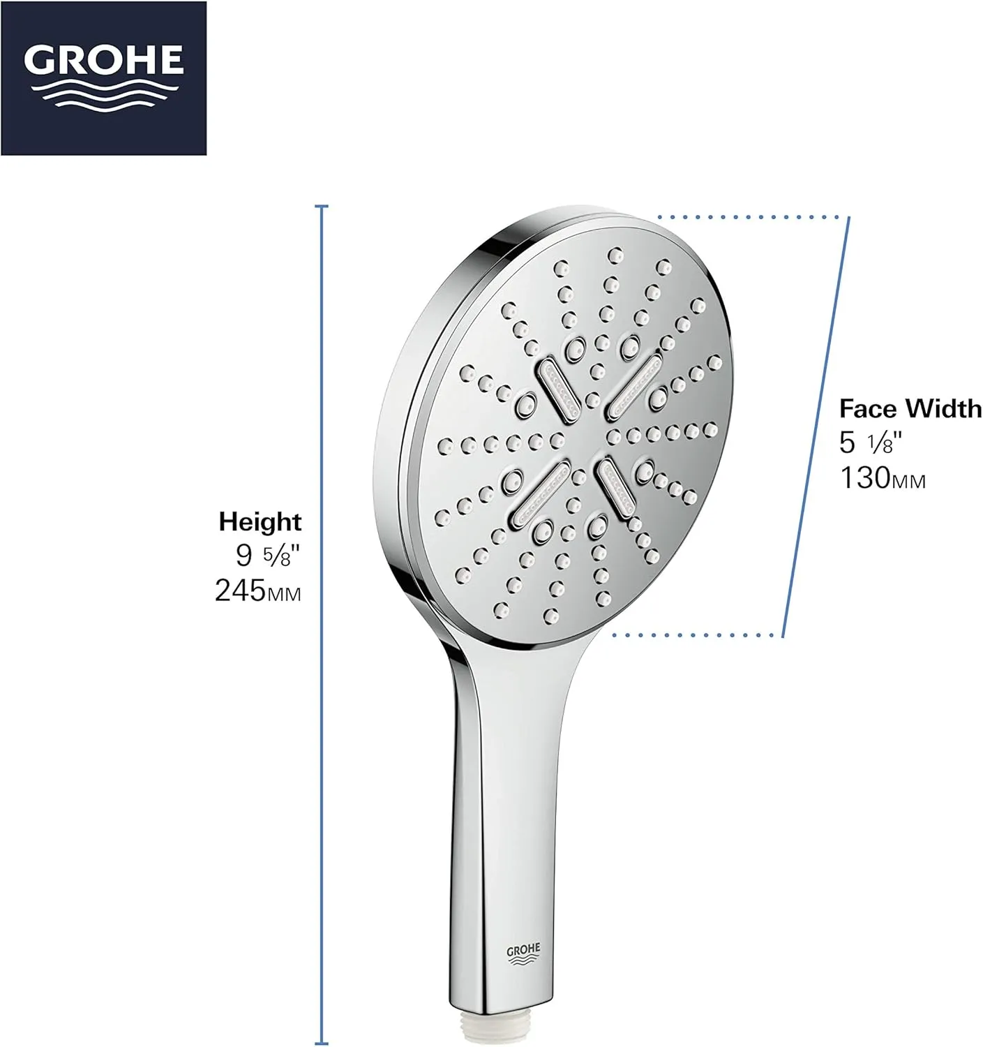 GROHE 265452430 Rainshower SmartActive Handshower 1.75 GPM, 3 Sprays, Matte Black