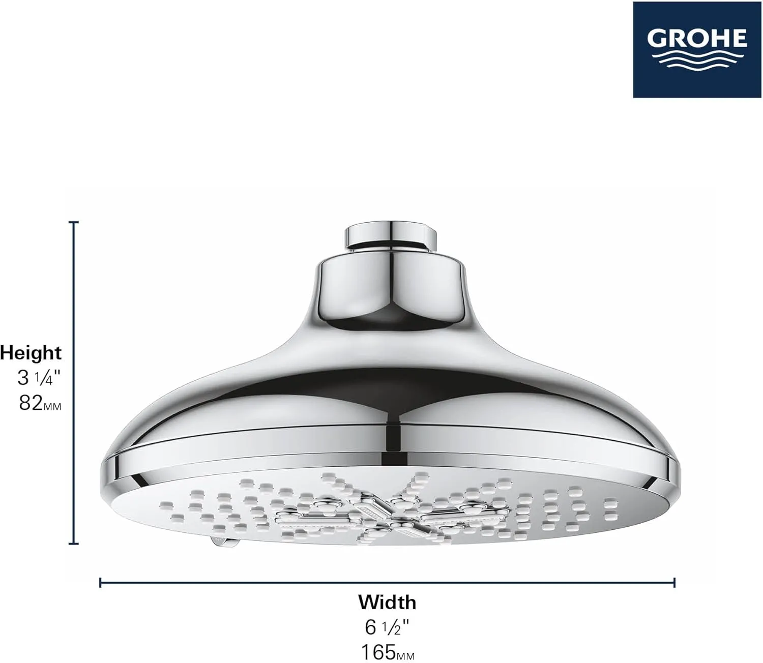 GROHE 267892430 Rainshower SmartActive 6.5" Showerhead 1.75 GPM, 3 Sprays, Matte Black