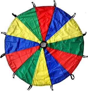 GSi Kids Play Parachute 24 Ft, 30Ft, 35Ft Toy with Handles and Carry Bag for Cooperative Play and for Upper-Body Strength | Multi-Colored