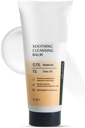 GT Soothing Makeup Cleansing Balm|Contains 0.1% Bisabolol&1% Oats Oil|Gentle Makeup Remover|for Normal,Dry,Combination Skin|Removes Excess Oil&Dirt,Detoxifies&Clear Pores|for Men&Women|50G