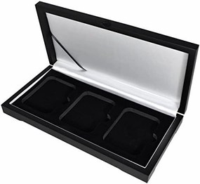 Guardhouse Wood Display Box for NGC/PCGS/Premier/Little Bear Elite Coins in Certified or Certified Style Holders/Slabs (Three Coin, Matte Black Finish)