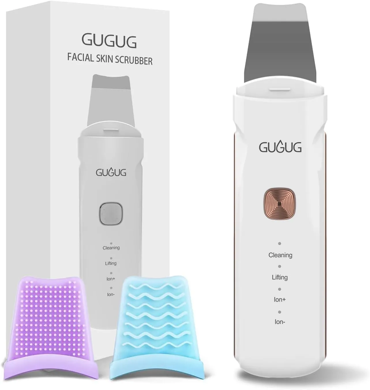 GUGUG Skin Scrubber 4-in-1 Waterproof Facial Spatula for Deep Cleansing, Blackhead Removal Tools, Pore Cleaner for Face