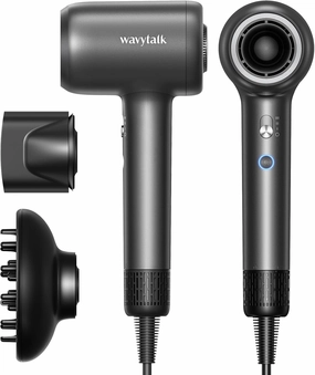 Hair Dryer, Wavytalk Turblow Pro Fast Drying Blow Dryer with Diffuser, High Speed Hair Dryer with 110,000 RPM, Pro Negative Ions for Reduces Damage, Frizz Smoothing, 3 Speeds & 3 Temps, Matte Grey