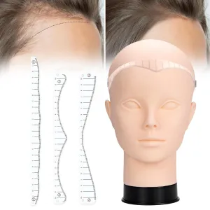 Hairline Stencil Ruler Kit for Scalp Micropigmentation – Precision Measuring Tool with Multiple Shapes for Men & Women – Ideal for SMP, &Hairline Mapping (1 Box Hairline Ruler with Practice Model)