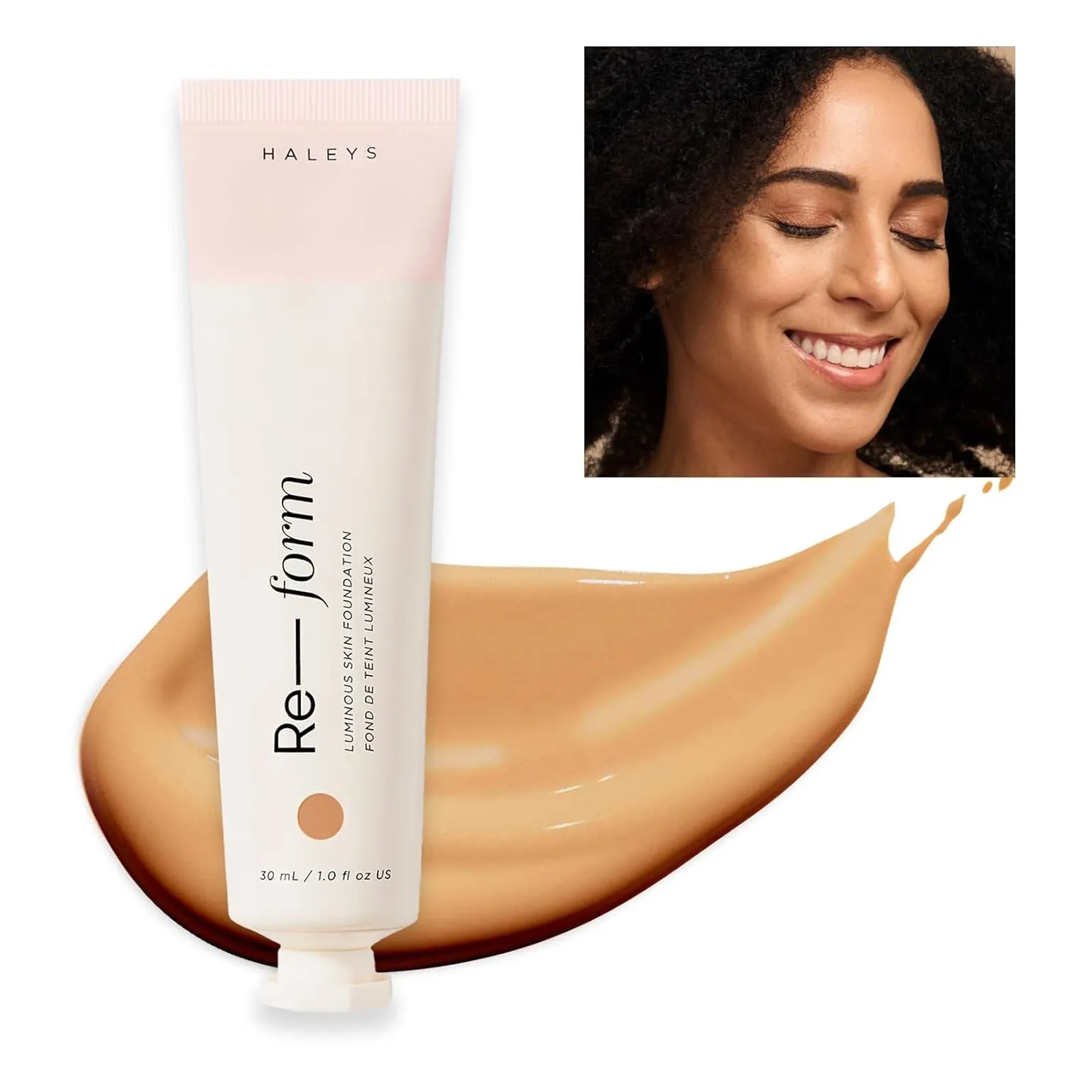 HALEYS Re-form Luminous Skin Foundation, VEGAN   CRUELTY-FREE, Blurs, Conceals, Blendable, Buildable Med-to-Full Coverage, Weightless, Oil-free, All-Day Wear, Hyaluronic Acid, All skin types (5.0)