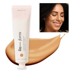 HALEYS Re-form Luminous Skin Foundation, VEGAN   CRUELTY-FREE, Blurs, Conceals, Blendable, Buildable Med-to-Full Coverage, Weightless, Oil-free, All-Day Wear, Hyaluronic Acid, All skin types (5.0)