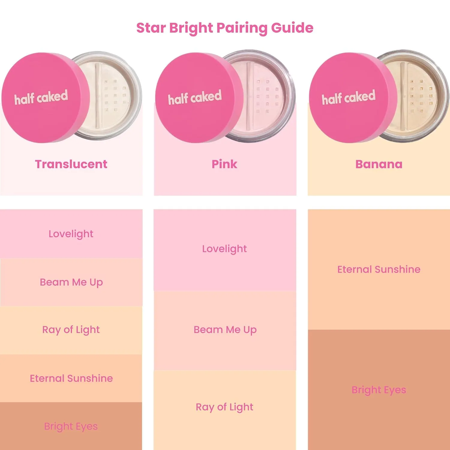 Half Caked Star Bright Loose Setting Powder, Included Puff, Vegan & Cruelty-Free (Translucent, 8.2g)