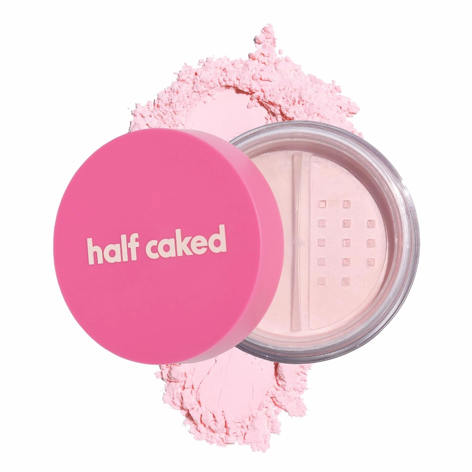 Half Caked Star Bright Loose Setting Powder, Included Puff, Vegan & Cruelty-Free (Pink, 8.2g)