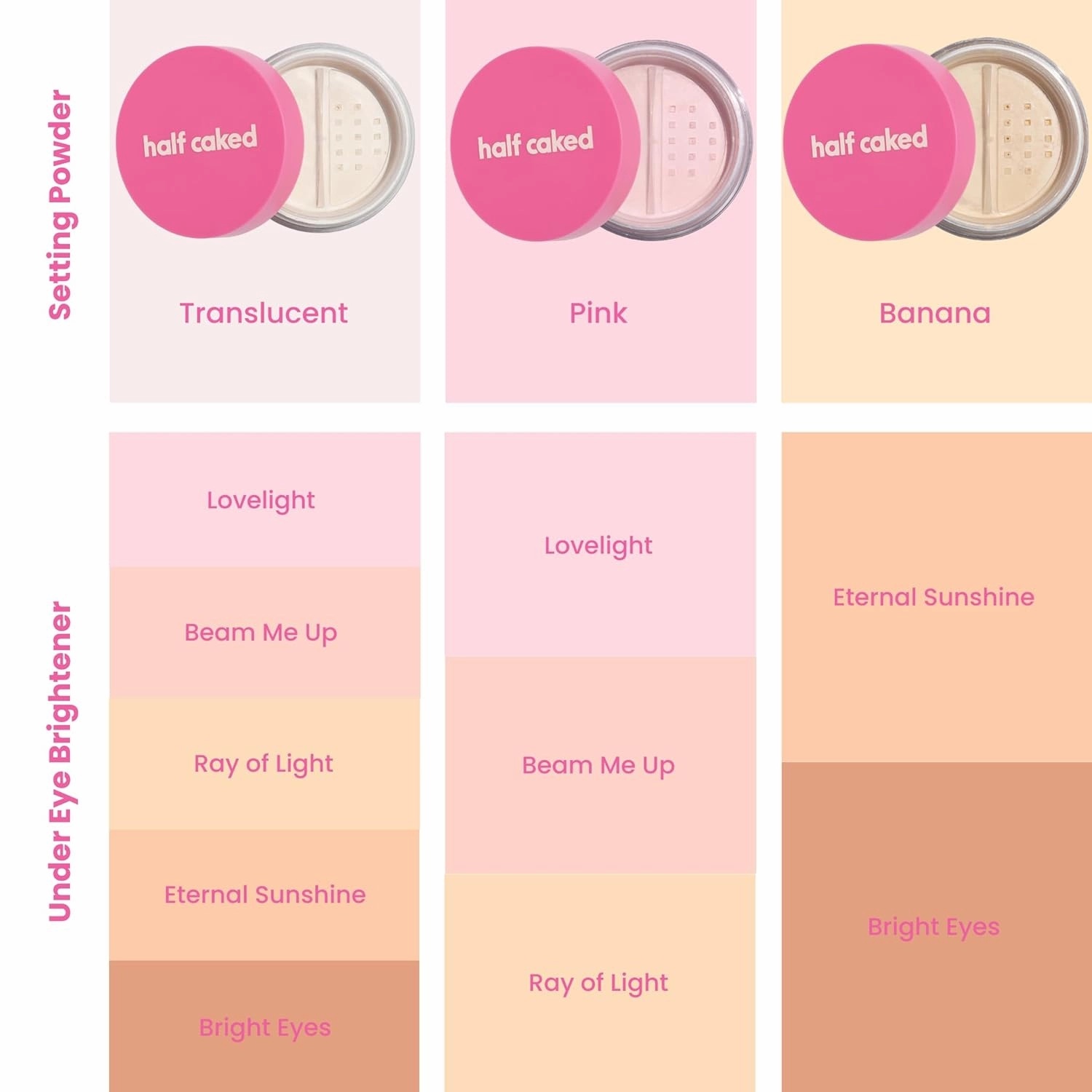 Half Caked Star Bright Loose Setting Powder, Included Puff, Vegan & Cruelty-Free (Pink, 8.2g)